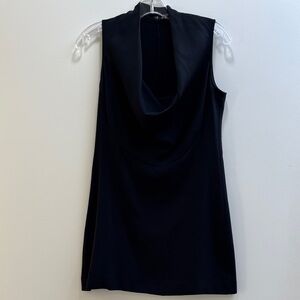 Theory Black Draped Neck Top